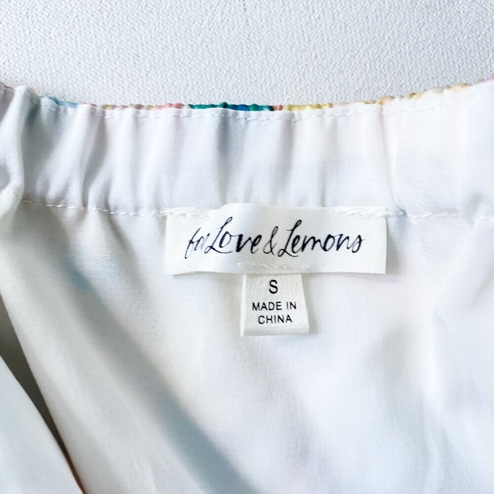 For Love and Lemons Colourful Puff Sleeve Crop Top S - Picture 12 of 13